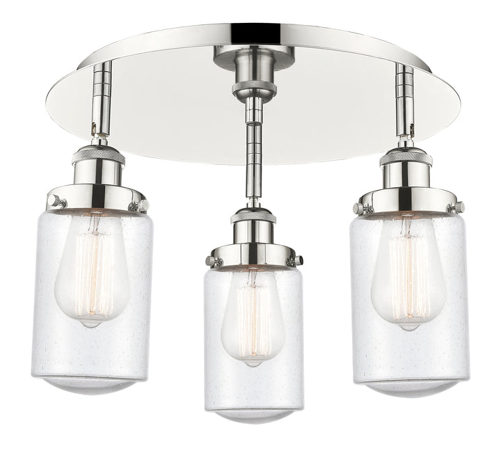 Innovations Lighting Dover Flush Mount - Polished Nickel Ceiling Flush Mounts Innovations Lighting Seedy ; Glass Type: Seeded  