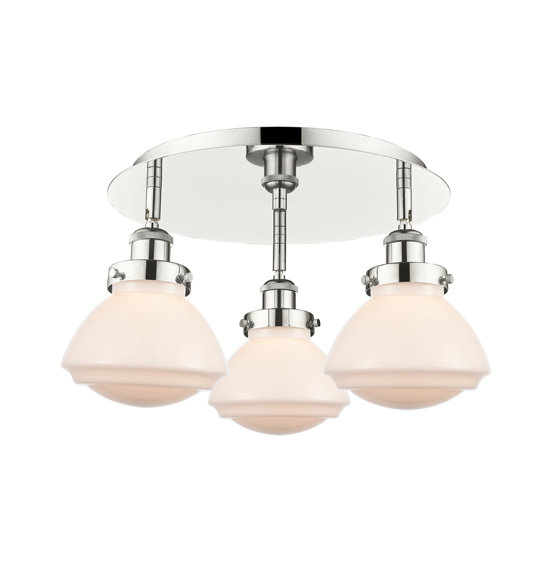 Innovations Lighting Olean Flush Mount - Polished Nickel Ceiling Flush Mounts Innovations Lighting Matte White ; Glass Type: Frosted  