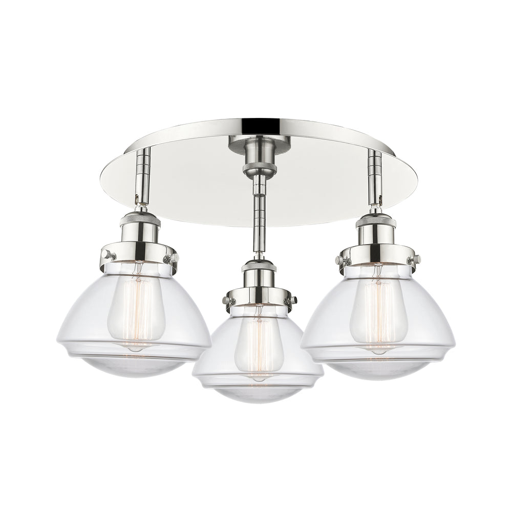 Innovations Lighting Olean Flush Mount - Polished Nickel Ceiling Flush Mounts Innovations Lighting Clear ; Glass Type: Clear  