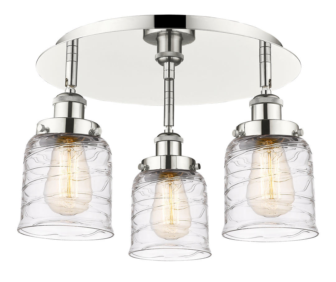 Innovations Lighting Bell Flush Mount Ceiling Flush Mounts Innovations Lighting Polished Nickel Clear Deco Swirl ; Glass Type: Clear 