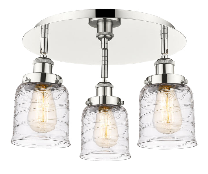 Innovations Lighting Bell Flush Mount Ceiling Flush Mounts Innovations Lighting Polished Nickel Clear Deco Swirl ; Glass Type: Clear 