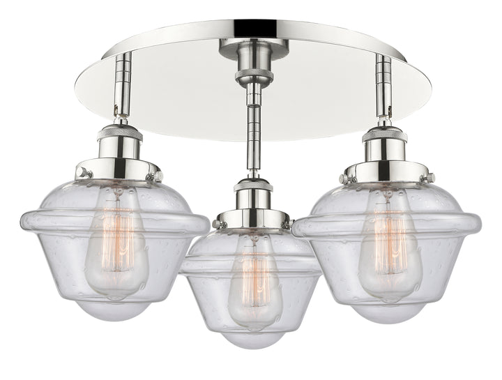 Innovations Lighting Oxford Flush Mount - Polished Nickel Ceiling Flush Mounts Innovations Lighting Seedy ; Glass Type: Seeded  