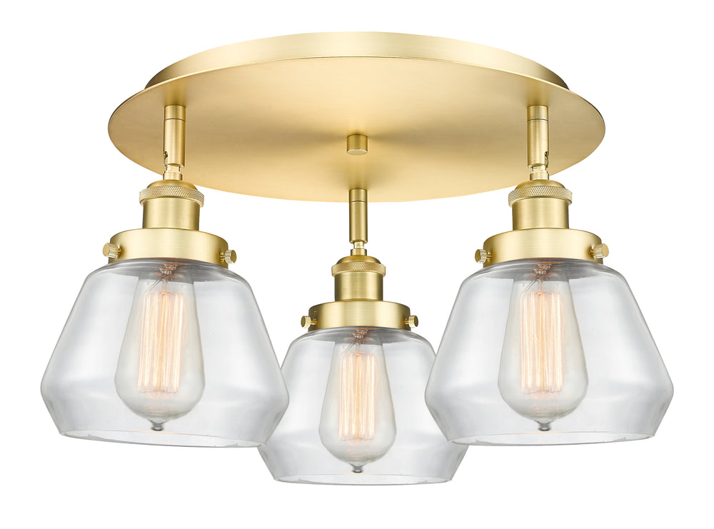 Innovations Lighting Fulton Flush Mount - Satin Gold Ceiling Flush Mounts Innovations Lighting Clear ; Glass Type: Clear  