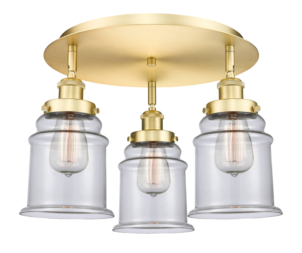 Innovations Lighting Canton 6" Flush Mount - Satin Gold Ceiling Flush Mounts Innovations Lighting Clear ; Glass Type: Clear  