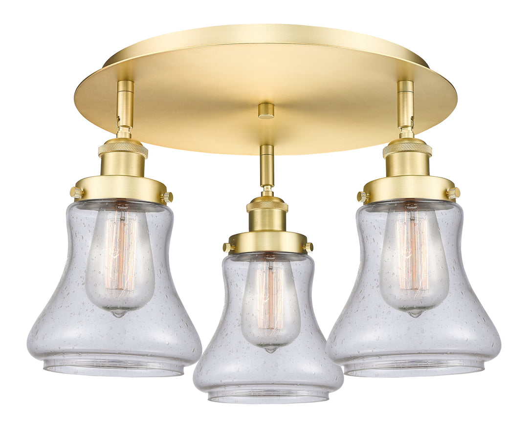 Innovations Lighting Bellmont 6" Flush Mount - Satin Gold Ceiling Flush Mounts Innovations Lighting Seedy ; Glass Type: Seeded  