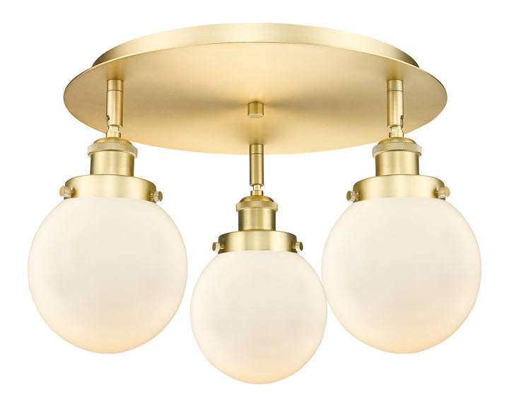 Innovations Lighting Beacon 6" Flush Mount - Satin Gold Ceiling Flush Mounts Innovations Lighting Matte White ; Glass Type: Frosted  