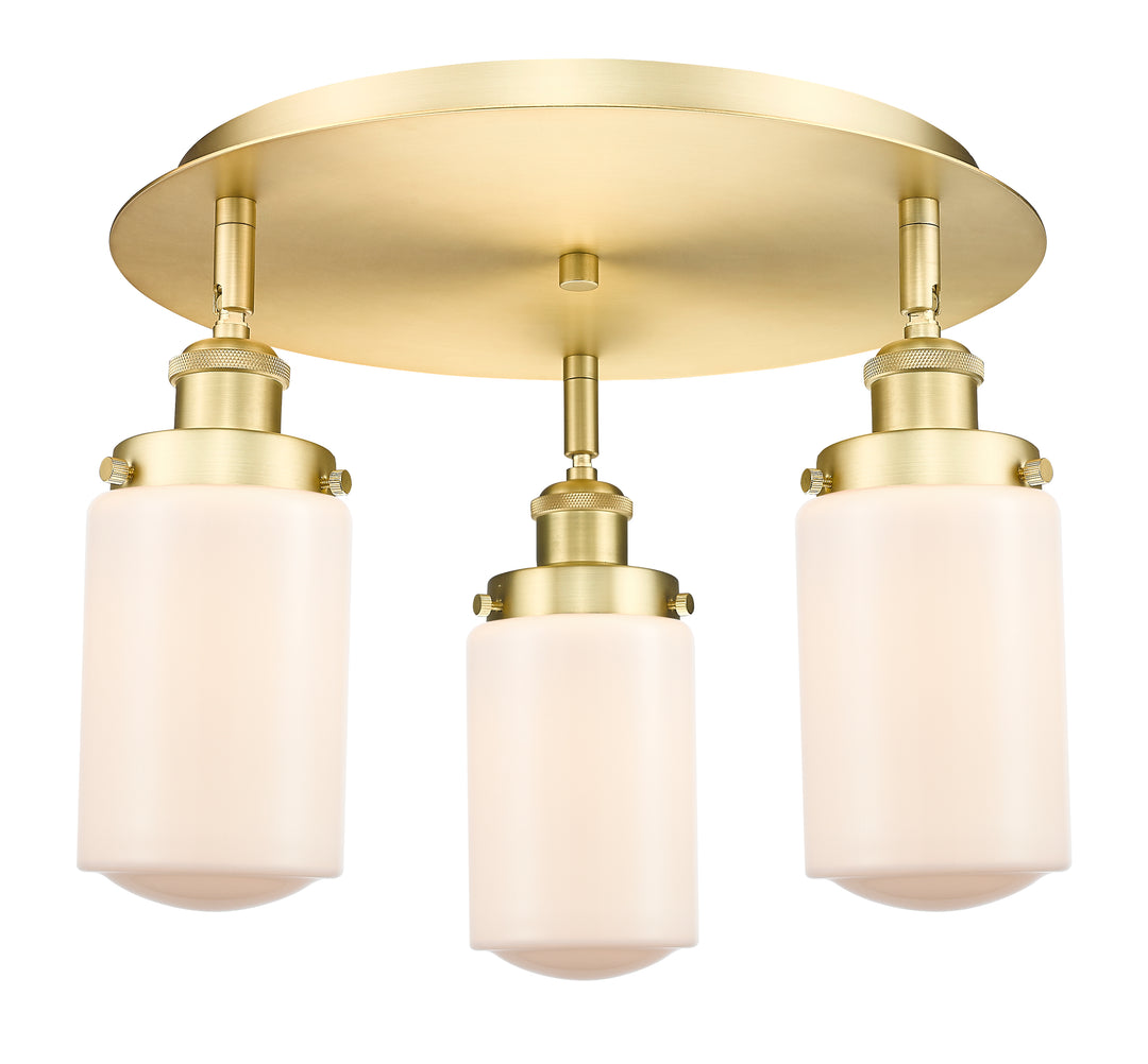 Innovations Lighting Dover Flush Mount - Satin Gold Ceiling Flush Mounts Innovations Lighting Matte White ; Glass Type: Frosted  