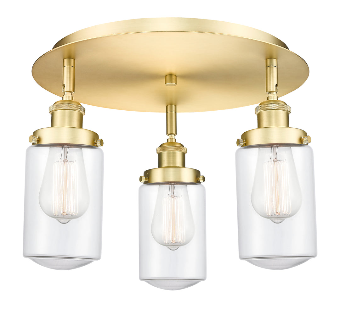 Innovations Lighting Dover Flush Mount - Satin Gold Ceiling Flush Mounts Innovations Lighting Clear ; Glass Type: Clear  