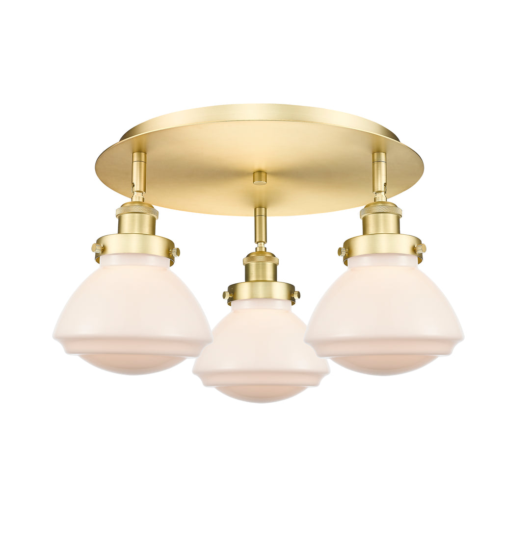 Innovations Lighting Olean Flush Mount - Satin Gold Ceiling Flush Mounts Innovations Lighting Matte White ; Glass Type: Frosted  