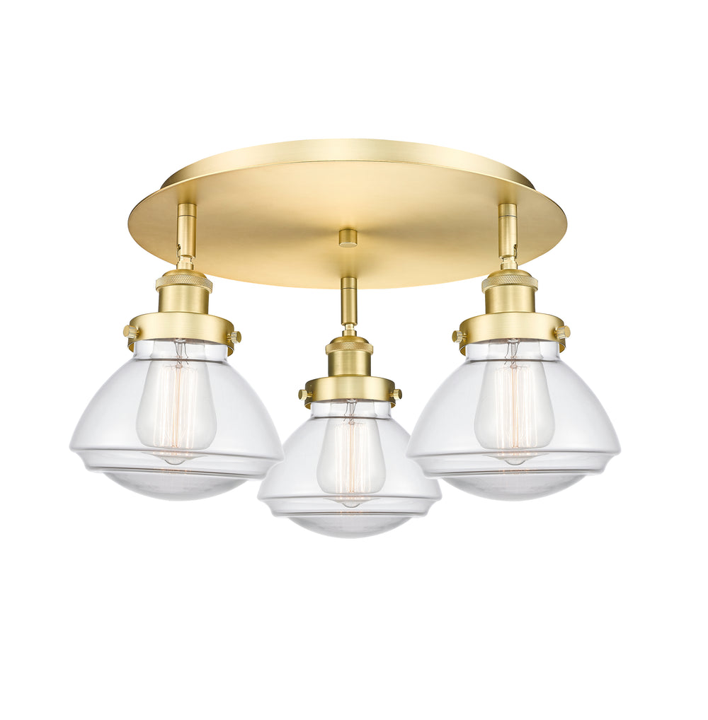 Innovations Lighting Olean Flush Mount - Satin Gold Ceiling Flush Mounts Innovations Lighting Clear ; Glass Type: Clear  