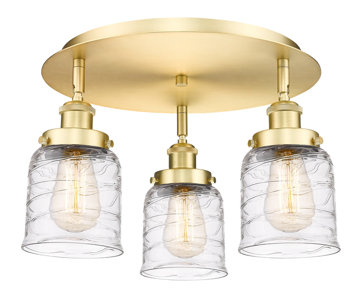 Innovations Lighting Bell Flush Mount Ceiling Flush Mounts Innovations Lighting Satin Gold Clear Deco Swirl ; Glass Type: Clear 