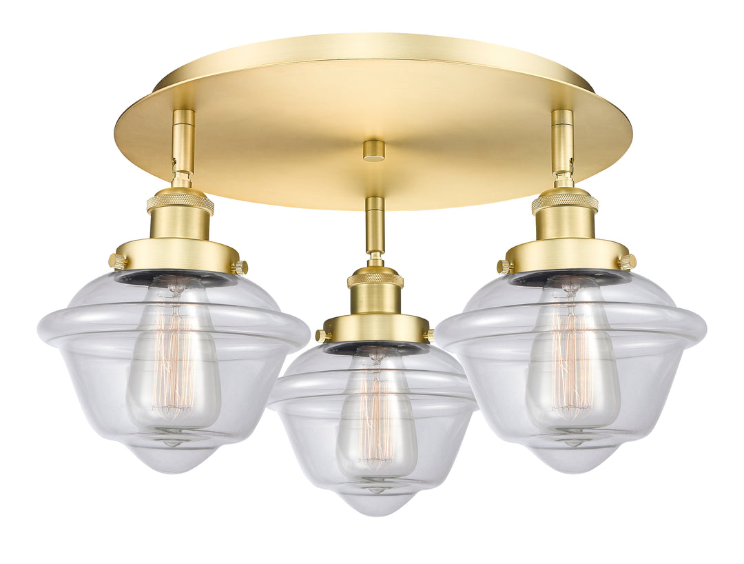 Innovations Lighting Oxford Flush Mount - Satin Gold Ceiling Flush Mounts Innovations Lighting Clear ; Glass Type: Clear  