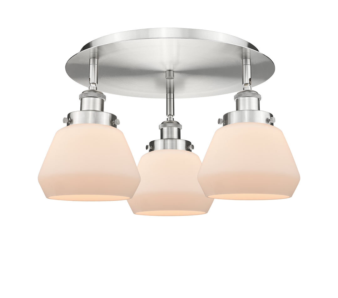 Innovations Lighting Fulton Flush Mount - Satin Nickel Ceiling Flush Mounts Innovations Lighting Matte White ; Glass Type: Frosted  