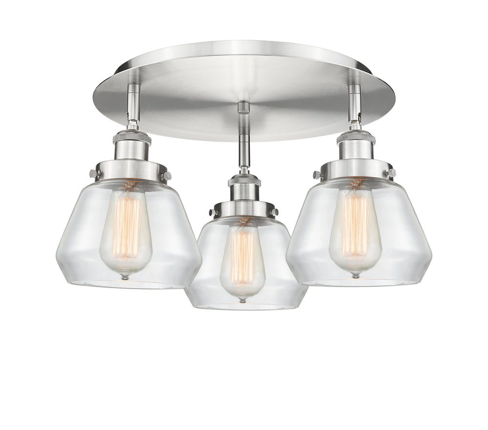 Innovations Lighting Fulton Flush Mount - Satin Nickel Ceiling Flush Mounts Innovations Lighting Clear ; Glass Type: Clear  