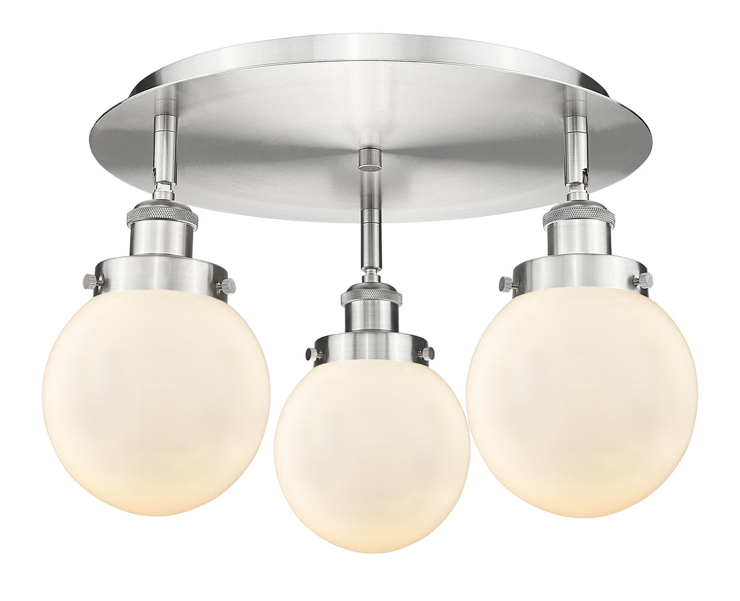 Innovations Lighting Beacon 6" Flush Mount - Satin Nickel Ceiling Flush Mounts Innovations Lighting Matte White ; Glass Type: Frosted  