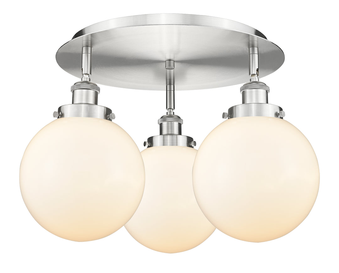 Innovations Lighting Beacon 8" Flush Mount - Satin Nickel Ceiling Flush Mounts Innovations Lighting Matte White ; Glass Type: Frosted  