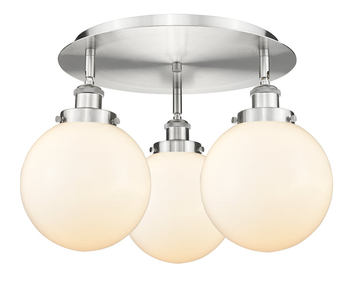 Innovations Lighting Beacon 8" Flush Mount - Satin Nickel Ceiling Flush Mounts Innovations Lighting Matte White ; Glass Type: Frosted  