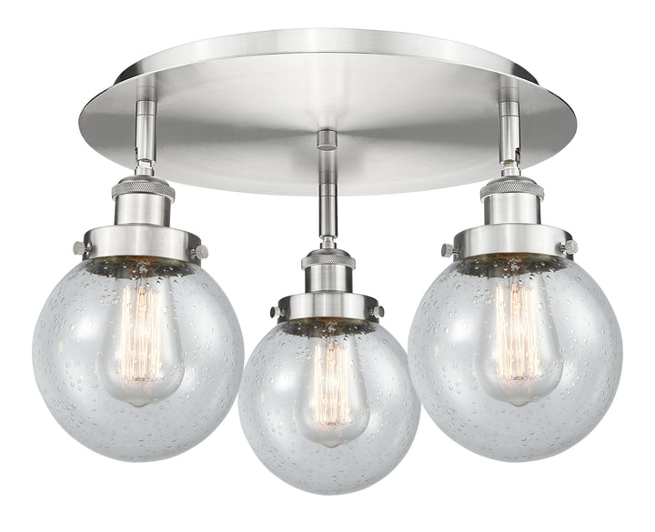 Innovations Lighting Beacon 6" Flush Mount - Satin Nickel Ceiling Flush Mounts Innovations Lighting Seedy ; Glass Type: Seedy  