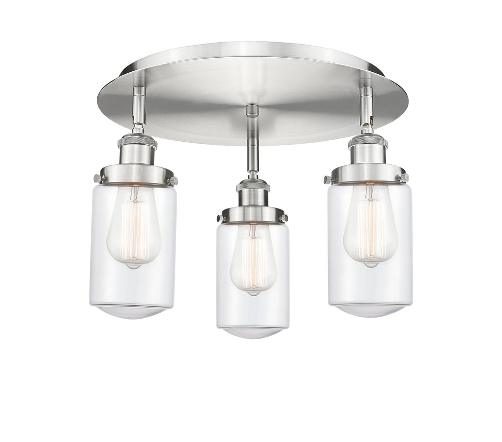 Innovations Lighting Dover Flush Mount - Satin Nickel Ceiling Flush Mounts Innovations Lighting Clear ; Glass Type: Clear  