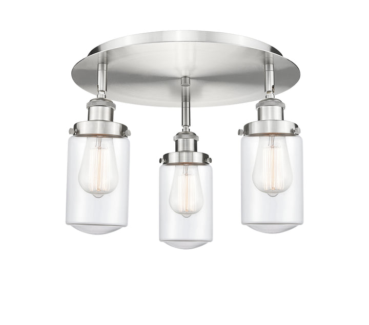 Innovations Lighting Dover Flush Mount - Satin Nickel Ceiling Flush Mounts Innovations Lighting Clear ; Glass Type: Clear  