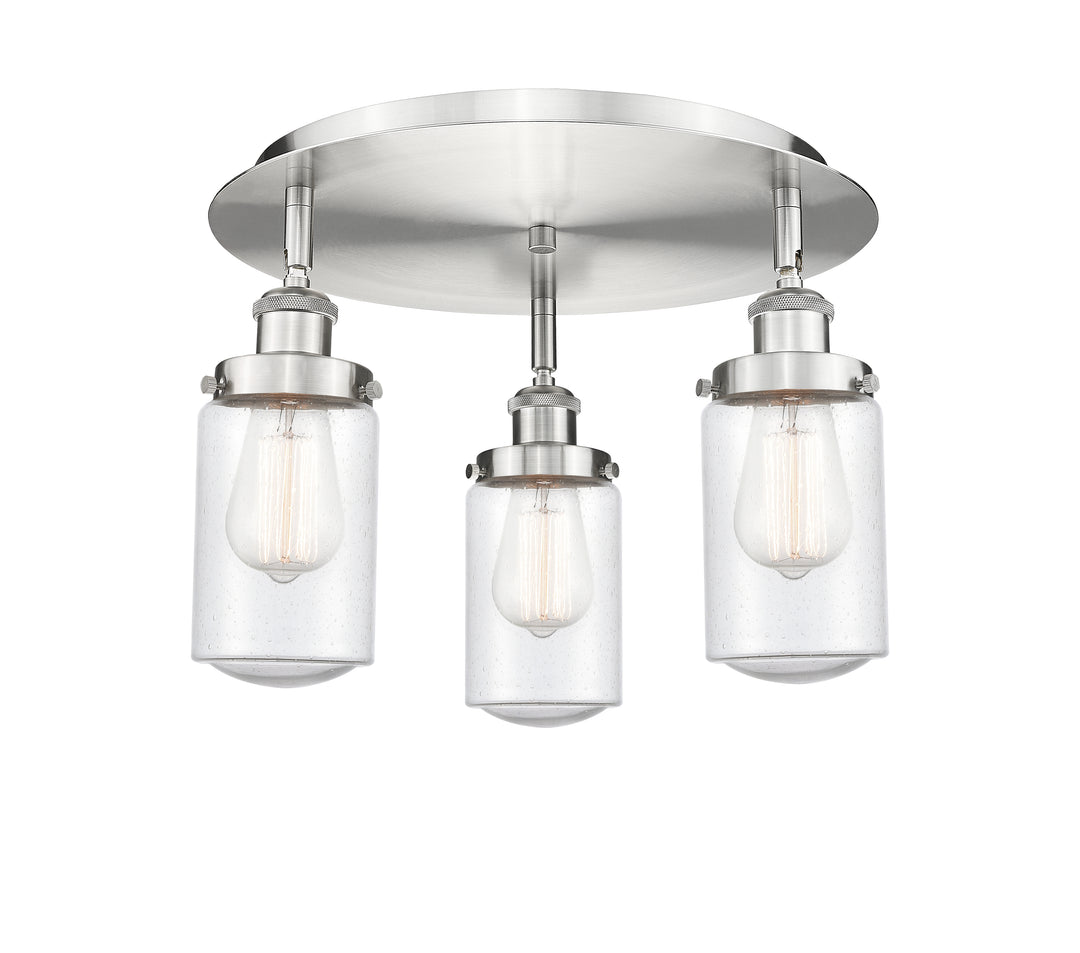 Innovations Lighting Dover Flush Mount - Satin Nickel Ceiling Flush Mounts Innovations Lighting Seedy ; Glass Type: Seeded  