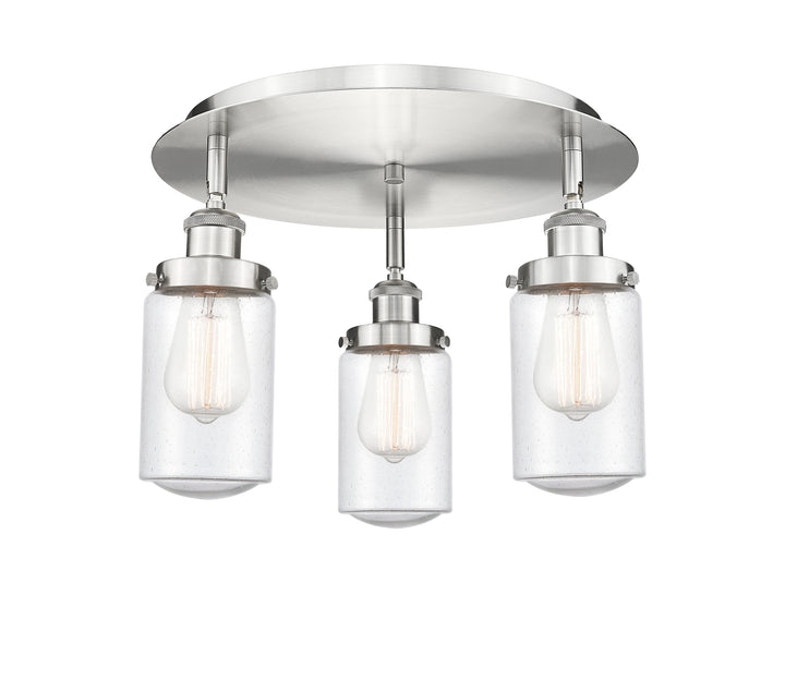 Innovations Lighting Dover Flush Mount - Satin Nickel Ceiling Flush Mounts Innovations Lighting Seedy ; Glass Type: Seeded  