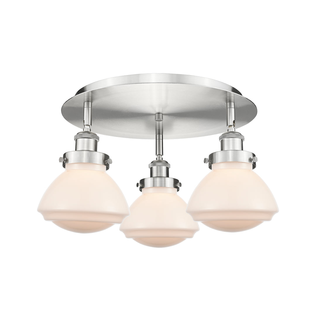 Innovations Lighting Olean Flush Mount - Satin Nickel Ceiling Flush Mounts Innovations Lighting Matte White ; Glass Type: Frosted  