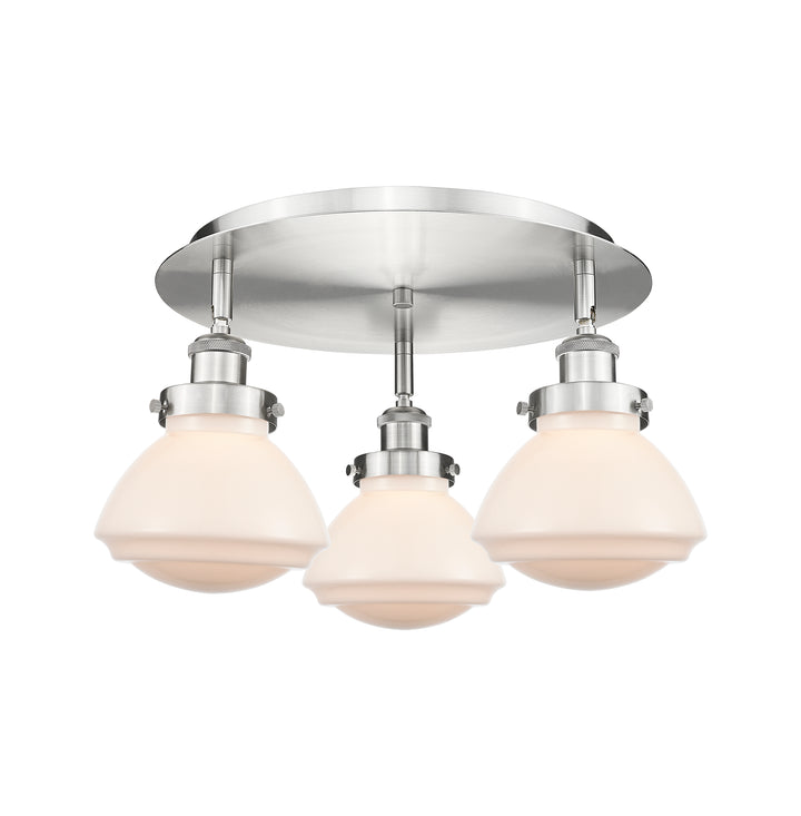 Innovations Lighting Olean Flush Mount - Satin Nickel Ceiling Flush Mounts Innovations Lighting Matte White ; Glass Type: Frosted  