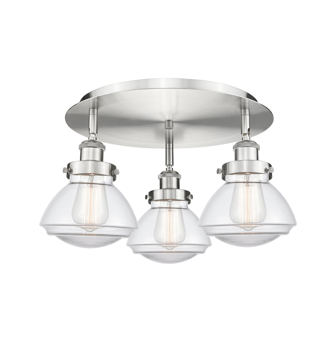 Innovations Lighting Olean Flush Mount - Satin Nickel Ceiling Flush Mounts Innovations Lighting Clear ; Glass Type: Clear  