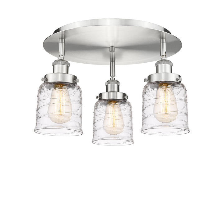 Innovations Lighting Bell Flush Mount Ceiling Flush Mounts Innovations Lighting Satin Nickel Clear Deco Swirl ; Glass Type: Clear 