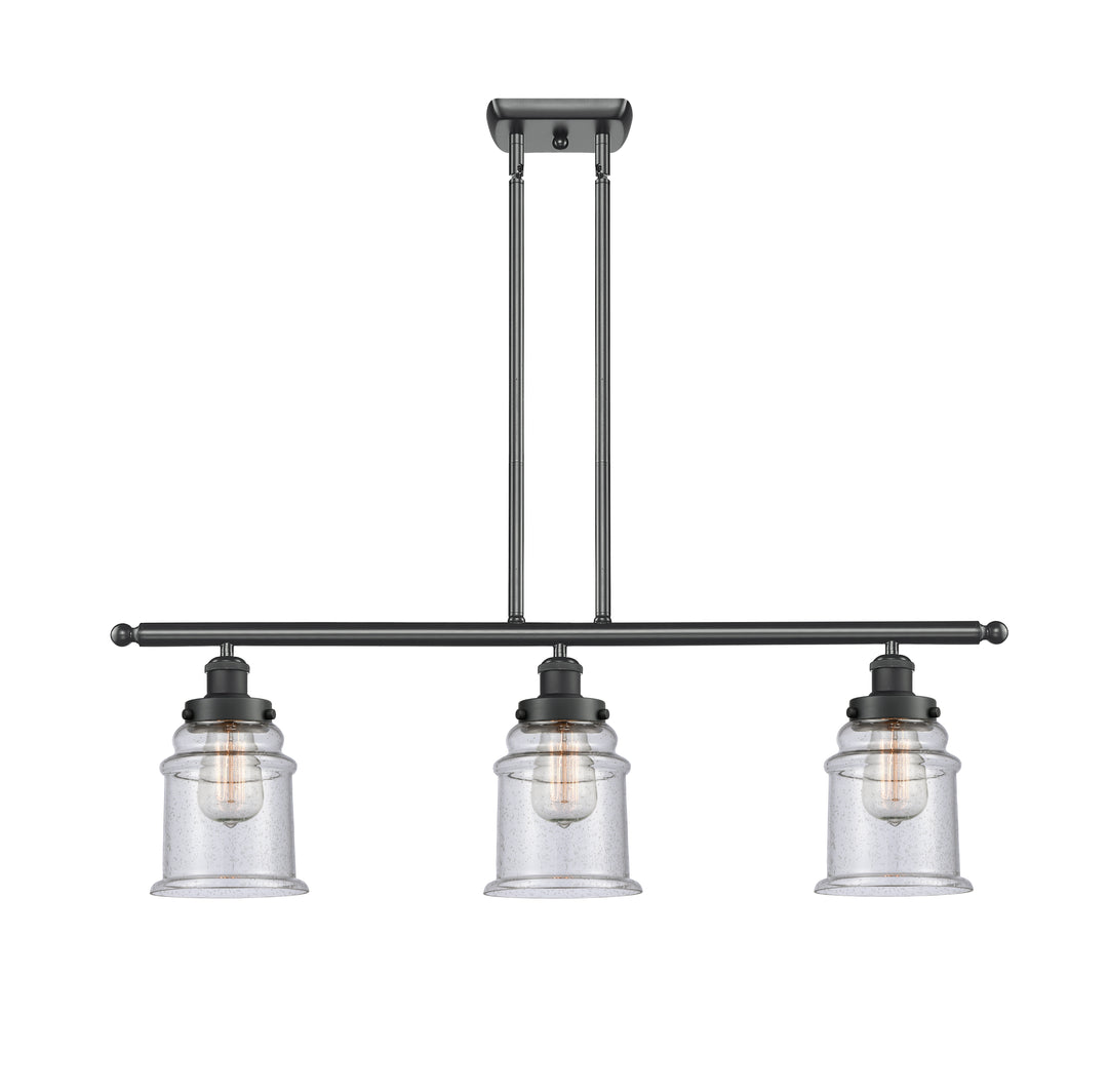 Innovations Lighting Canton 6" Island Light - Matte Black Linear Chandeliers Innovations Lighting Seedy ; Glass Type: Seedy  