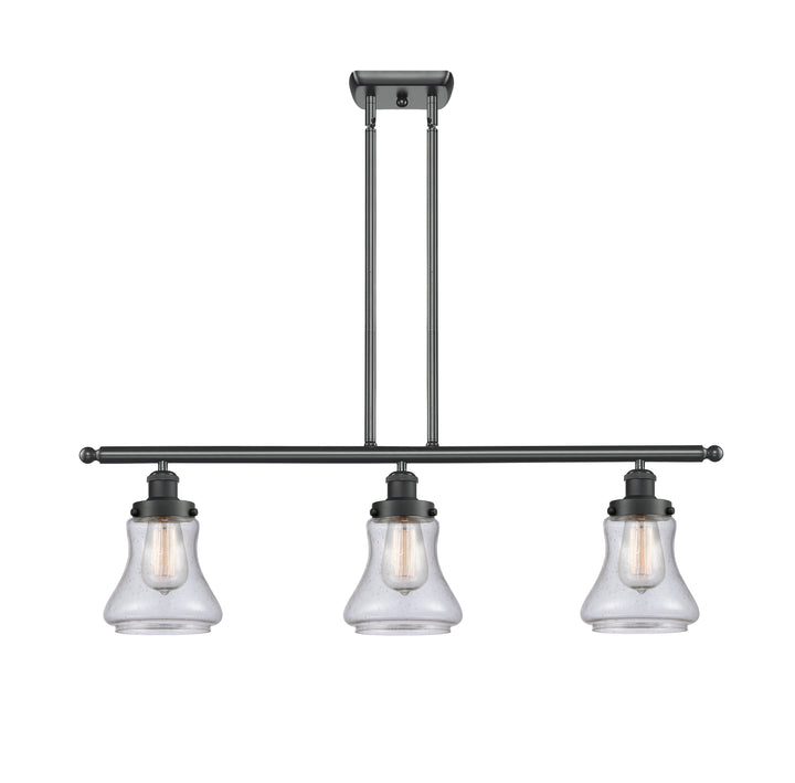 Innovations Lighting Bellmont 6" Island Light - Matte Black Linear Chandeliers Innovations Lighting Seedy ; Glass Type: Seedy  