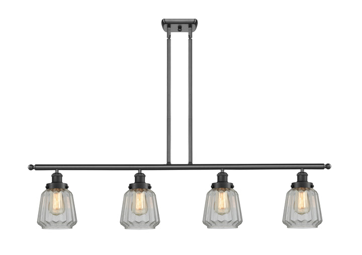 Innovations Lighting Chatham 6" Island Light - Matte Black Linear Chandeliers Innovations Lighting Clear ; Glass Type: Transparent; Ribbed  