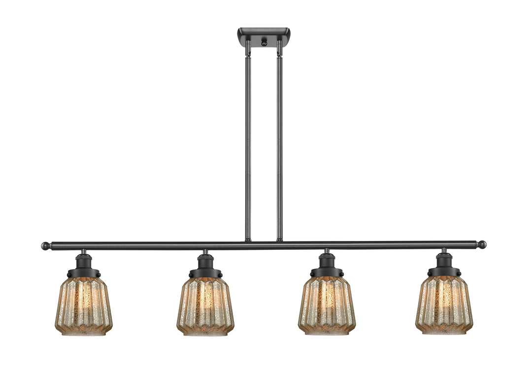 Innovations Lighting Chatham 6" Island Light - Matte Black Linear Chandeliers Innovations Lighting Mercury ; Glass Type: Mercury; Ribbed  