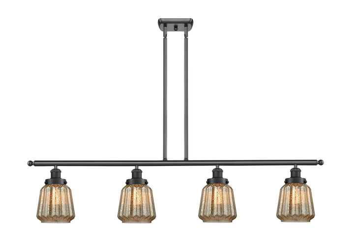 Innovations Lighting Chatham 6" Island Light - Matte Black Linear Chandeliers Innovations Lighting Mercury ; Glass Type: Mercury; Ribbed  