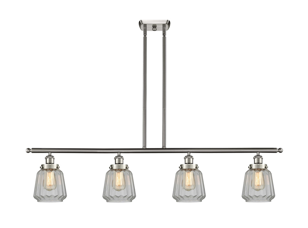 Innovations Lighting Chatham 6" Island Light - Brushed Satin Nickel Linear Chandeliers Innovations Lighting Clear ; Glass Type: Transparent; Ribbed  