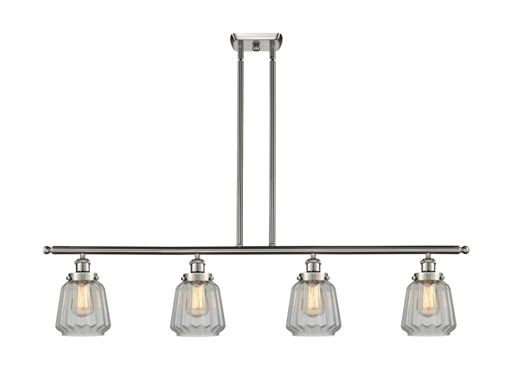 Innovations Lighting Chatham 6" Island Light - Brushed Satin Nickel Linear Chandeliers Innovations Lighting Clear ; Glass Type: Transparent; Ribbed  