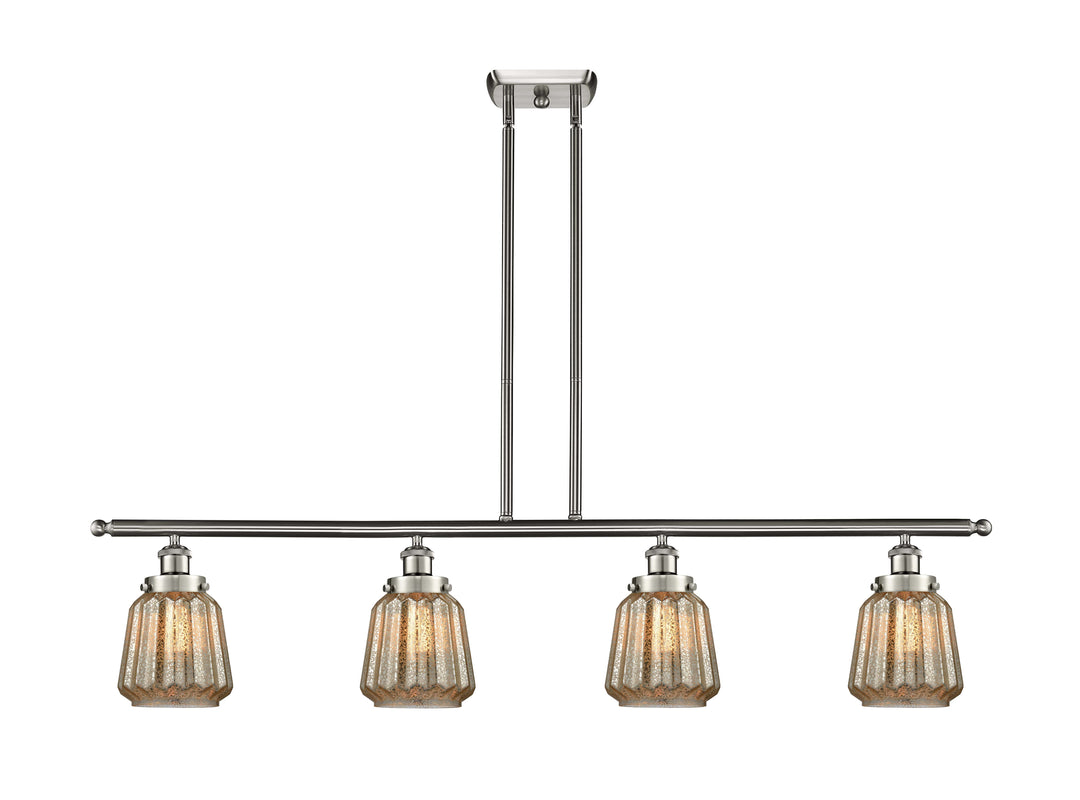 Innovations Lighting Chatham 6" Island Light - Brushed Satin Nickel Linear Chandeliers Innovations Lighting Mercury ; Glass Type: Mercury; Ribbed  