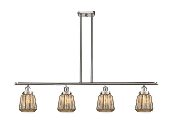 Innovations Lighting Chatham 6" Island Light - Brushed Satin Nickel Linear Chandeliers Innovations Lighting Mercury ; Glass Type: Mercury; Ribbed  