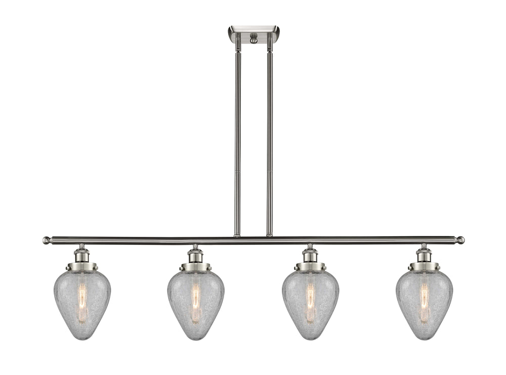 Innovations Lighting Geneseo 6" Island Light - Brushed Satin Nickel Linear Chandeliers Innovations Lighting Clear Crackled ; Glass Type: Crackled  