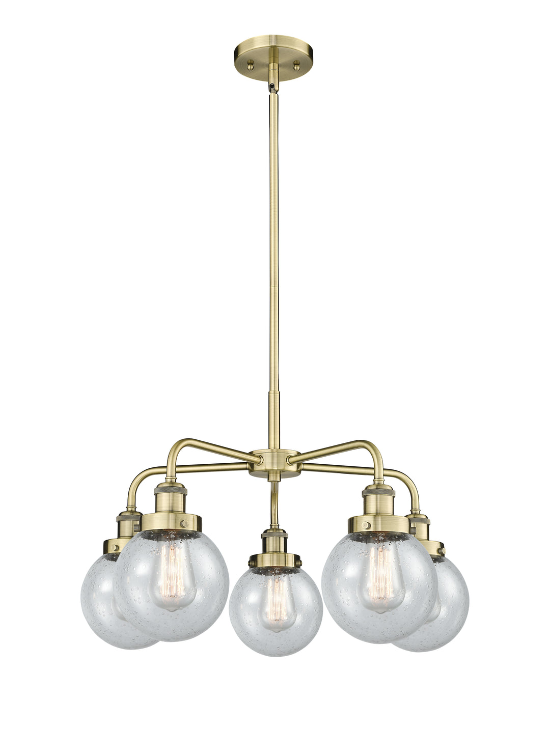 Innovations Lighting Beacon 6" Chandelier Chandeliers Innovations Lighting Antique Brass Seedy ; Glass Type: Seedy 