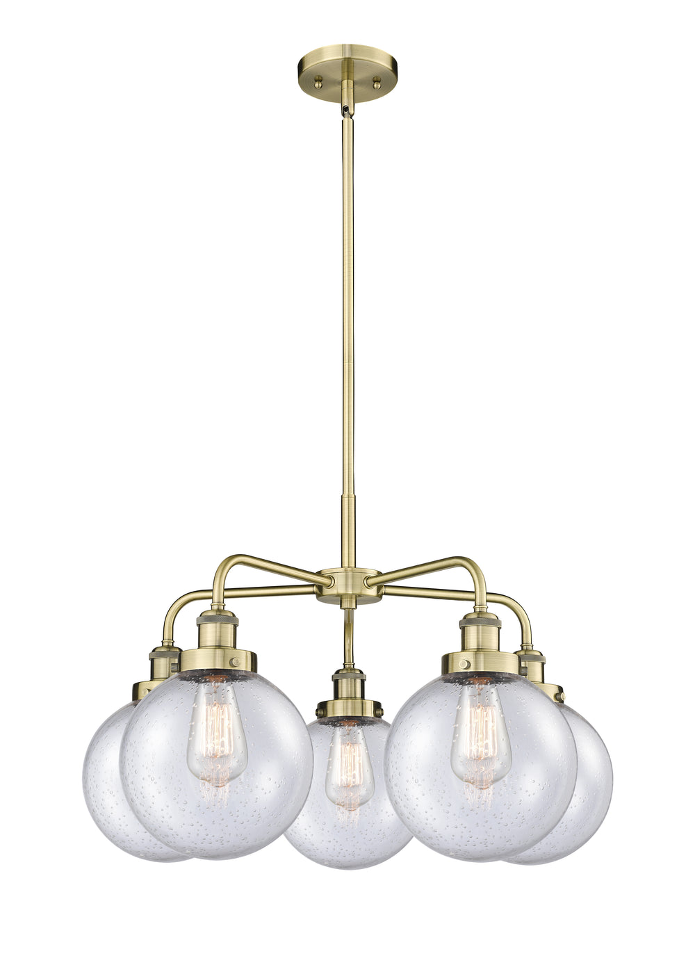 Innovations Lighting Beacon 8" Chandelier Chandeliers Innovations Lighting Antique Brass Seedy ; Glass Type: Seedy 