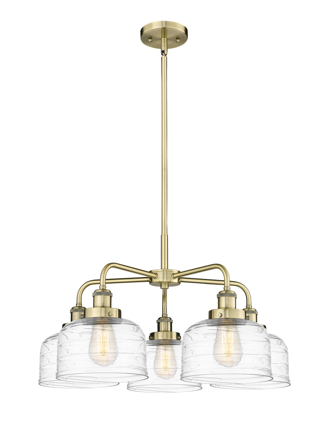 Innovations Lighting Bell Chandelier Chandeliers Innovations Lighting Antique Brass Clear Deco Swirl ; Glass Type: Transparent 