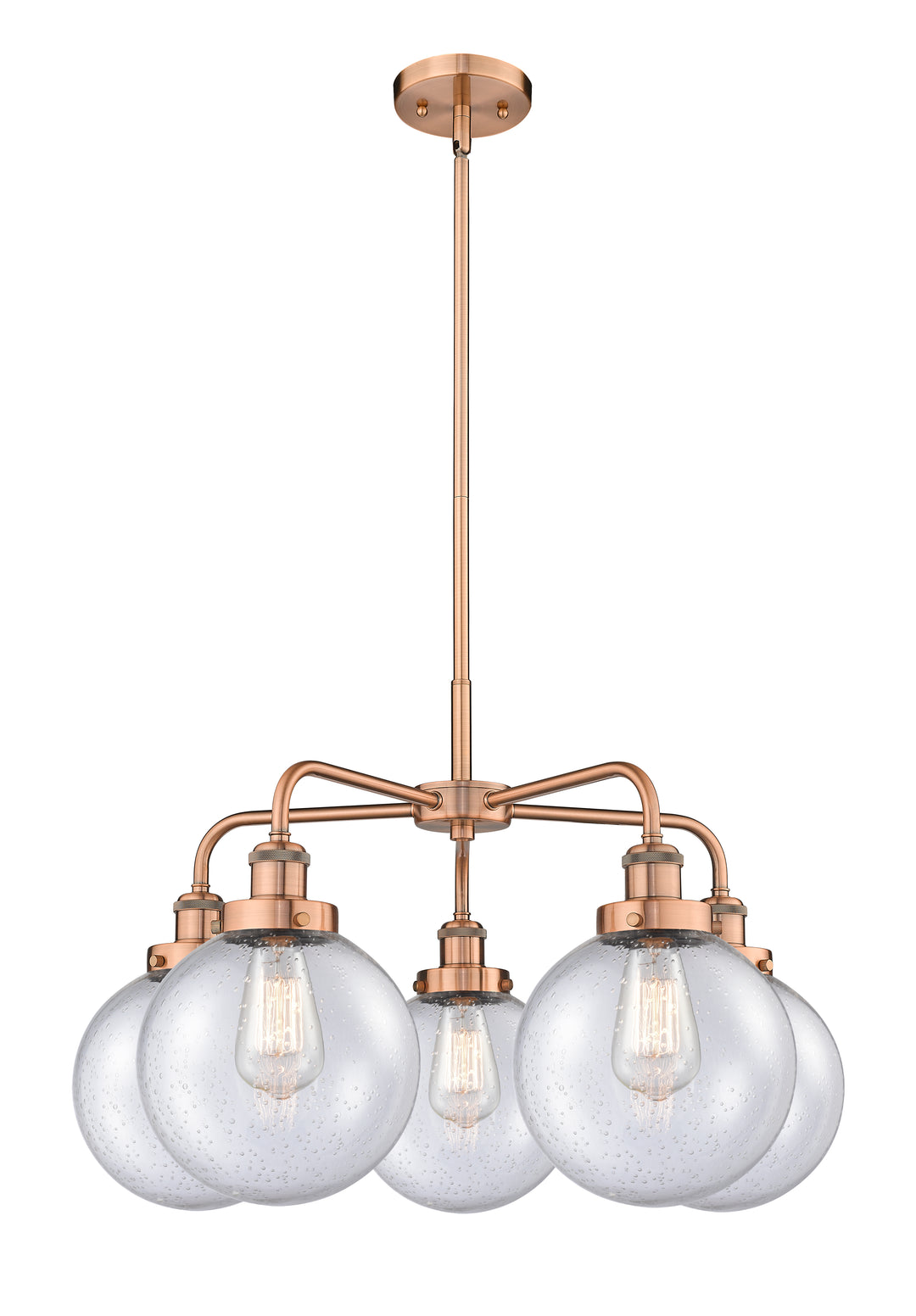 Innovations Lighting Beacon 8" Chandelier Chandeliers Innovations Lighting Antique Copper Seedy ; Glass Type: Seedy 