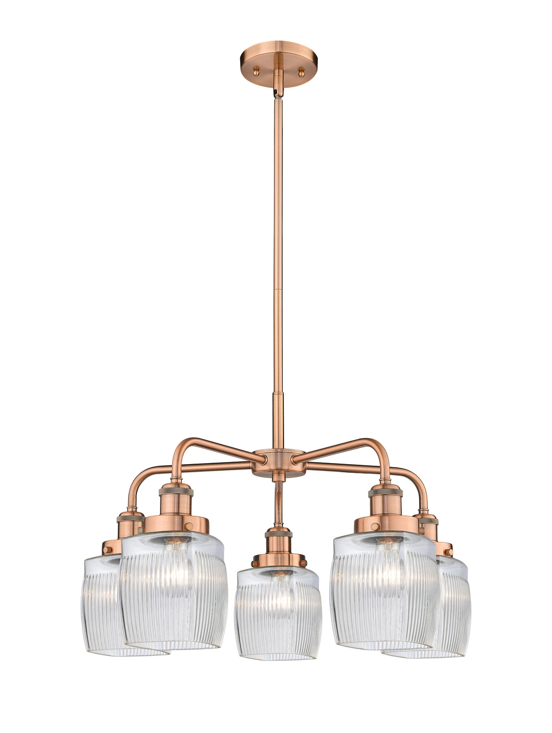 Innovations Lighting Colton Chandelier - Antique Copper Chandeliers Innovations Lighting Clear Halophane ; Glass Type: Transparent; Ribbed  