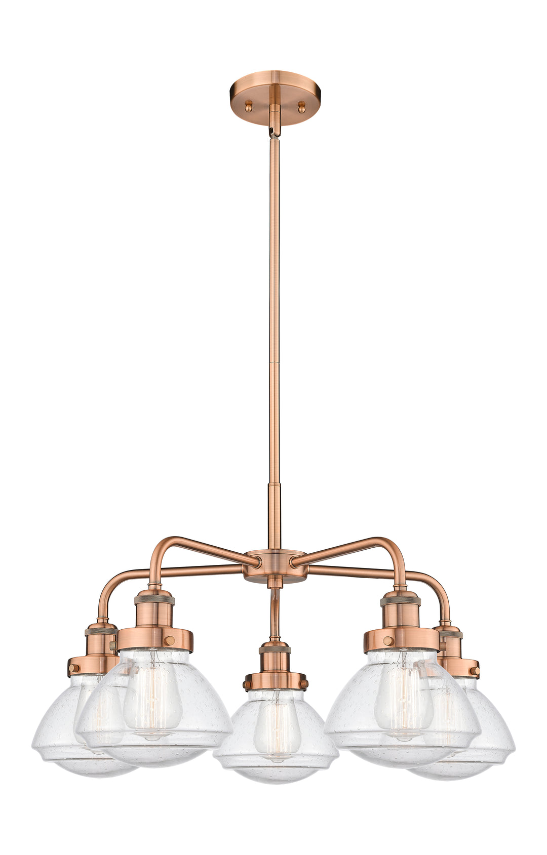 Innovations Lighting Olean Chandelier - Antique Copper Chandeliers Innovations Lighting Seedy ; Glass Type: Seeded  