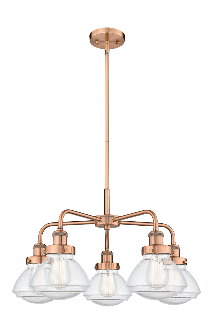 Innovations Lighting Olean Chandelier - Antique Copper Chandeliers Innovations Lighting Seedy ; Glass Type: Seeded  