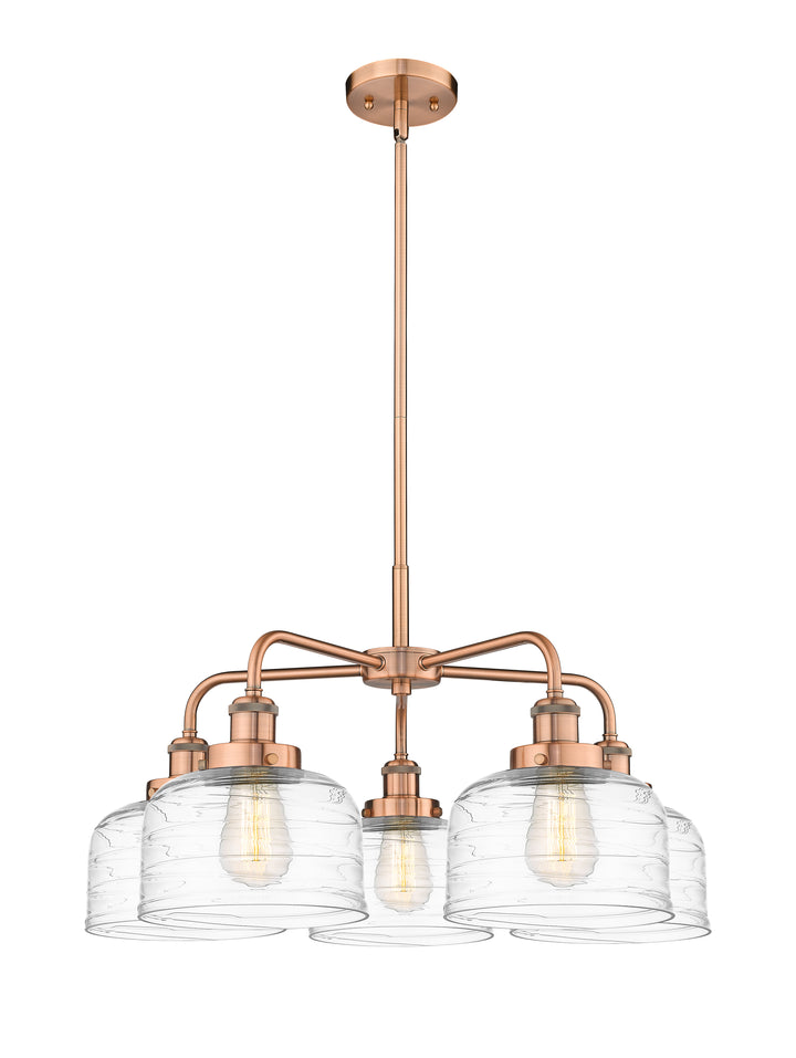 Innovations Lighting Bell Chandelier Chandeliers Innovations Lighting Antique Copper Clear Deco Swirl ; Glass Type: Transparent 