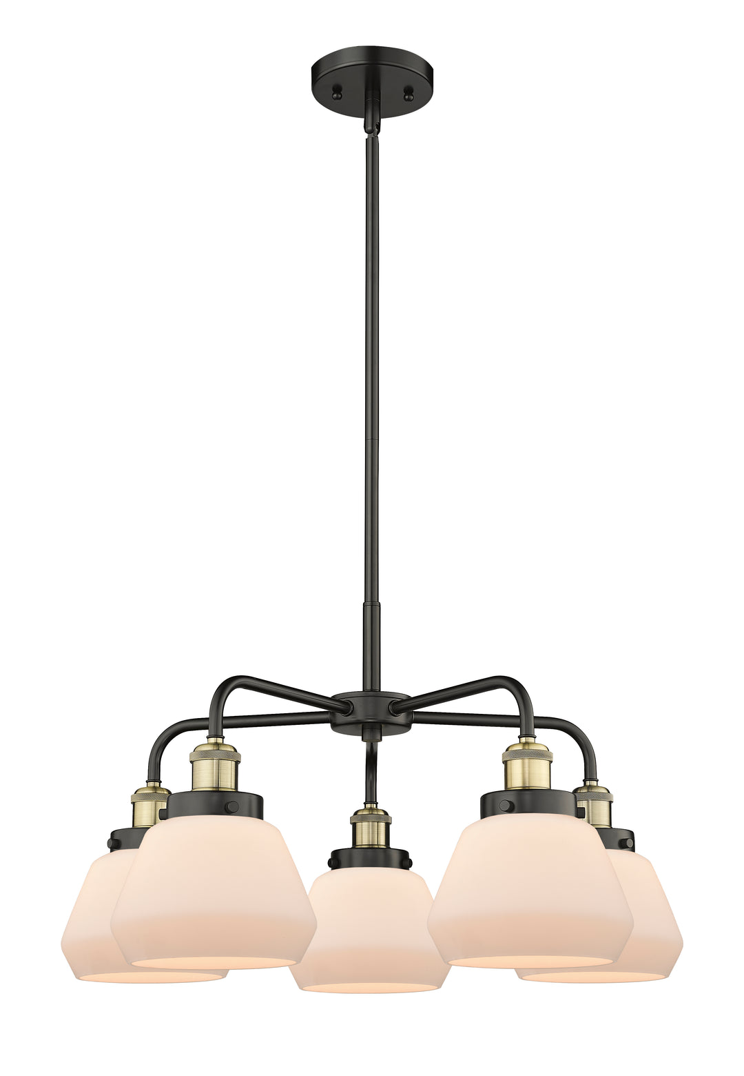 Innovations Lighting Fulton Chandelier - Black Antique Brass Chandeliers Innovations Lighting Matte White ; Glass Type: Frosted  