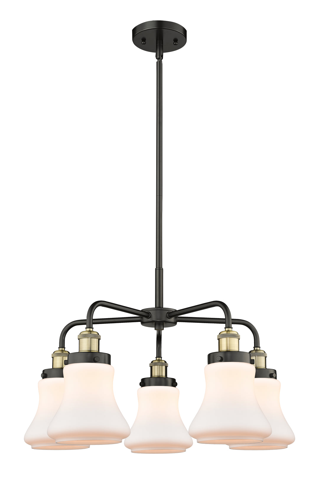 Innovations Lighting Bellmont 6" Chandelier Chandeliers Innovations Lighting Black Antique Brass Matte White ; Glass Type: Frosted 